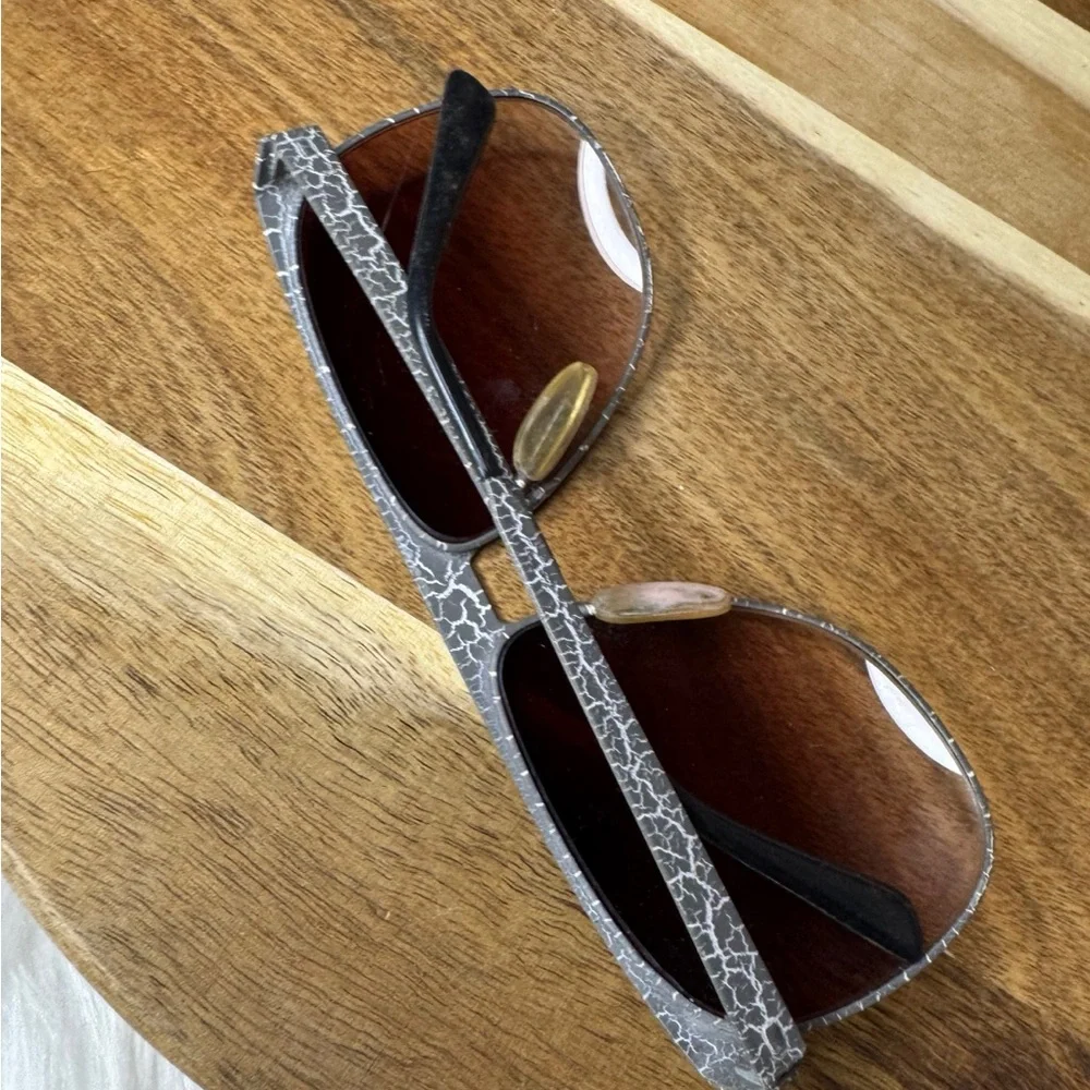 Vintage Jantzen Aviator Sunglasses Gray Crackle Frame Brown Lens Retro Unisex